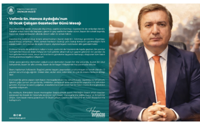 Vali Hamza Aydoğdu’dan, 10 Ocak Çalışan Gazeteciler Günü Mesajı