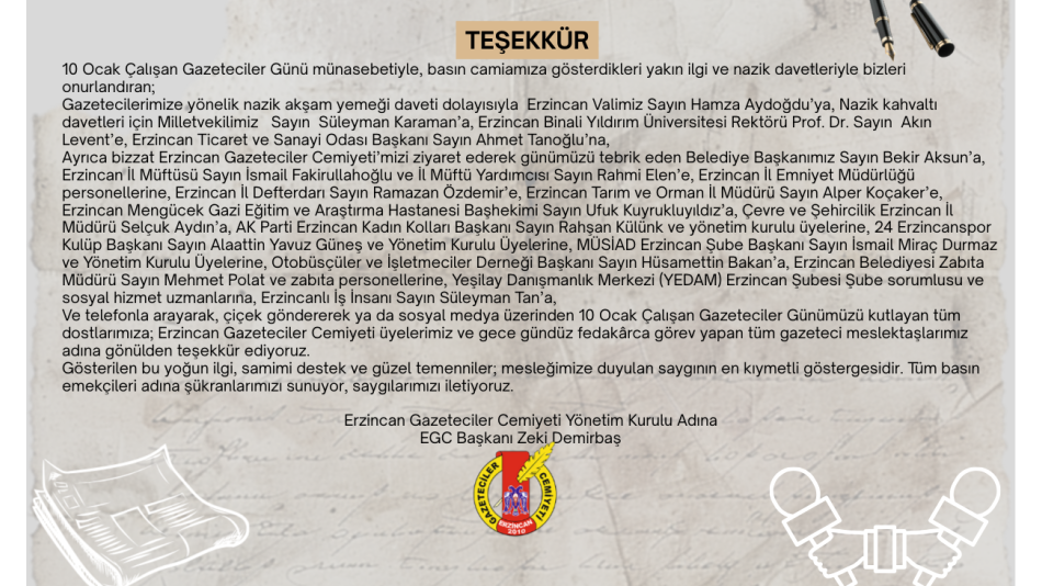 Teşekkür Mesajı